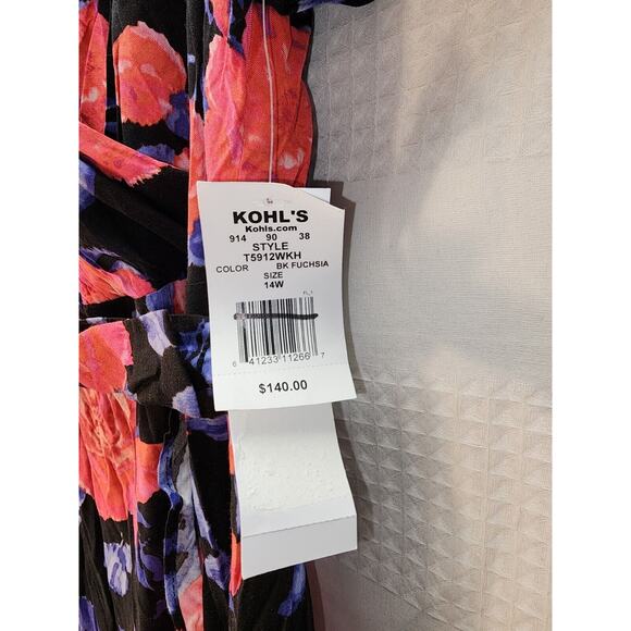 Suite 7 Dress 14w Womens Pink Ruched Wrap Cap Sleeve Cap Sleeve Formal Ruffle - Picture 8 of 13